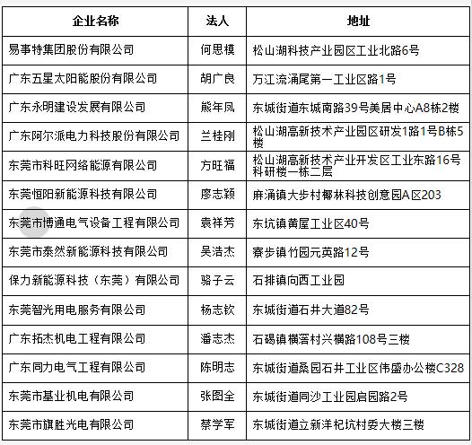 廣東東莞市分布式光伏項目施工企業(yè)名單